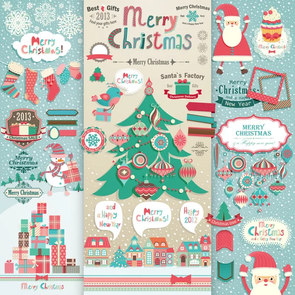 Christmas scrapbook elements. — Stockvector