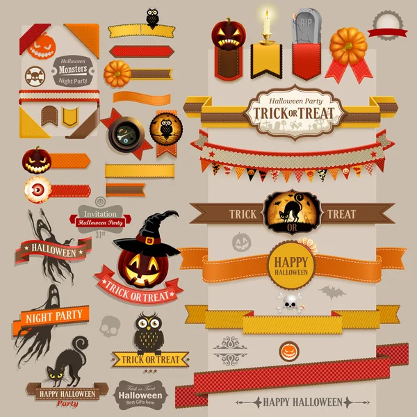 Set van halloween retro linten — Stockvector