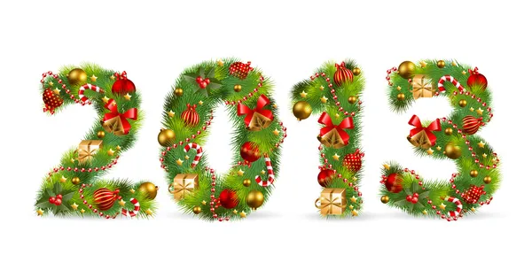 2013, Christmas tree font — Stock Vector