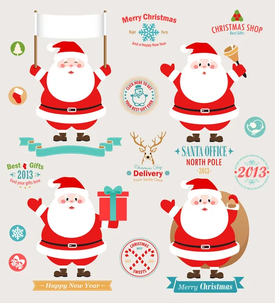 Set di Natale - Babbo Natale — Vettoriale Stock