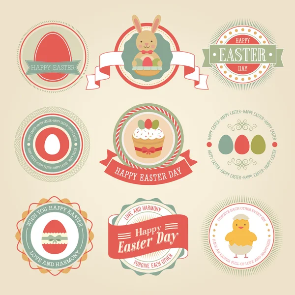 Pasen set - labels en emblemen. vectorillustratie. — Stockvector