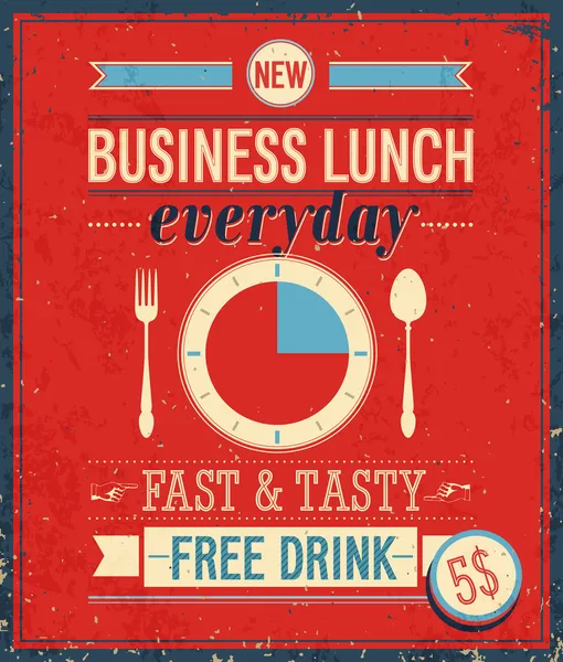 Vintage Bussiness Lunch Poster. — Stockvector