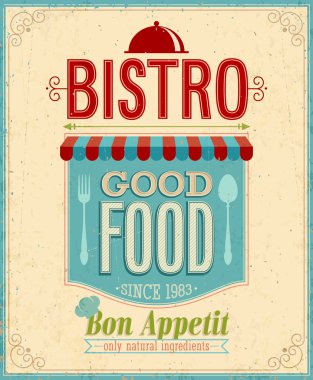 Vintage Bistro Poster. clipart