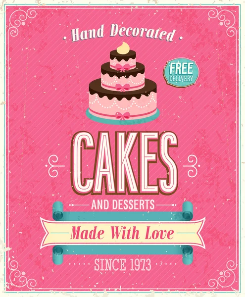 Vintage Cakes Poster. — Stock Vector