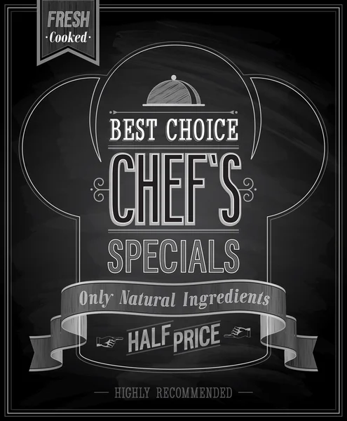 Chef-koks specials poster schoolbord. — Stockvector