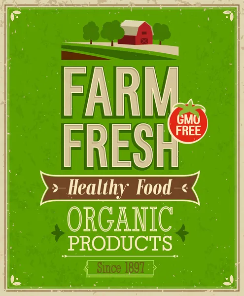 Vintage Farm Fresh Poster. — Stock Vector