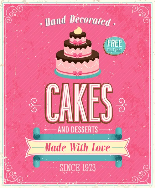 Vintage Cakes Poster. Royalty Free Stock Illustrations