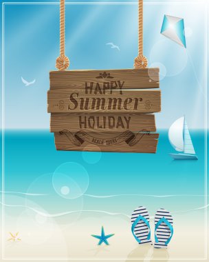 Beautiful seaside view poster. Vector background. clipart