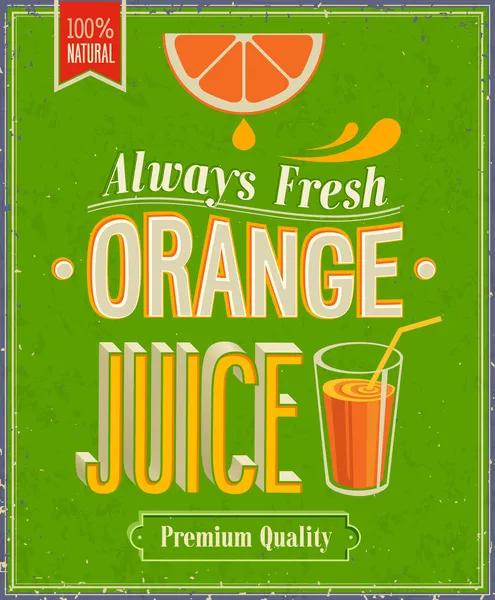 Vintage jus d'orange poster. — Stockvector