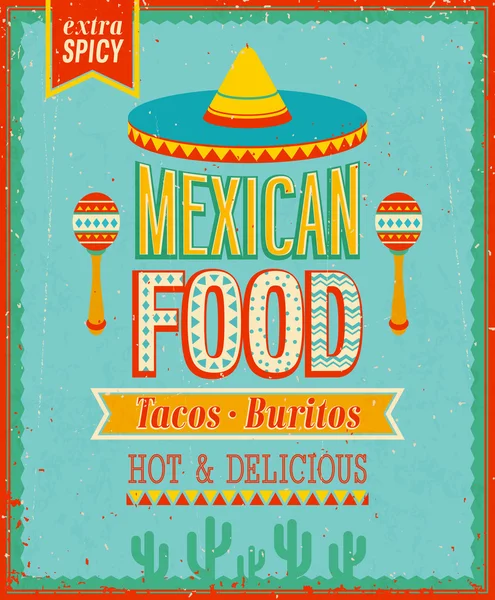 Vintage Mexican Food Poster. — Stock Vector