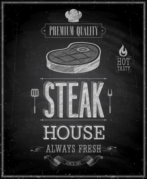 Affiche Vintage Steak House - Tableau. Illustration vectorielle . — Image vectorielle