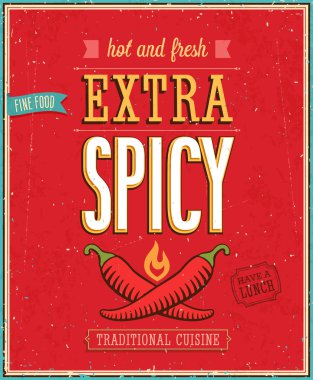 Vintage Extra Spicy Poster. clipart