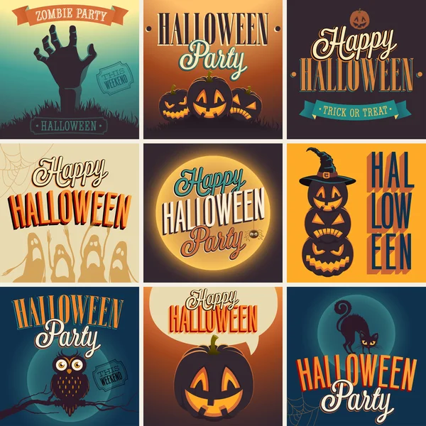 Set de carteles de Halloween. — Vector de stock
