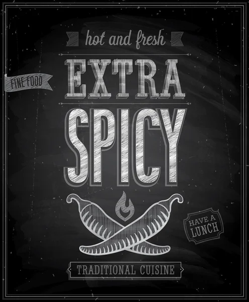 Vintage Extra Spicy Poster - Tableau noir . — Image vectorielle