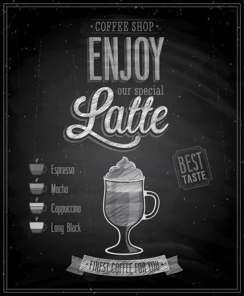 Vintage Latte Poster - Chalkboard. — Stock Vector