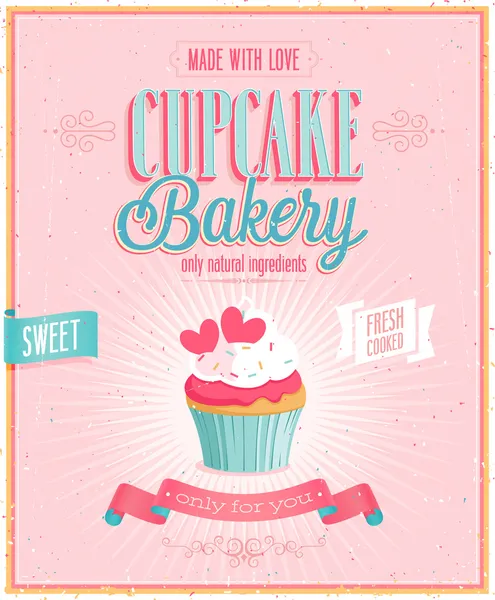 Vintage Cupcake Poster. Stock Vector
