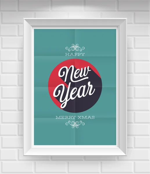 Vintage New Year Poster. — Stock Vector