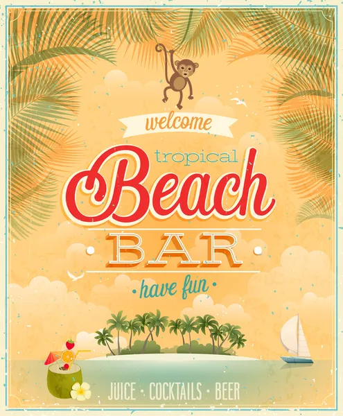 Vintage Beach Bar poster. — Stok Vektör