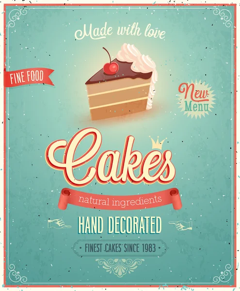 Vintage Cakes Poster. — Stock Vector