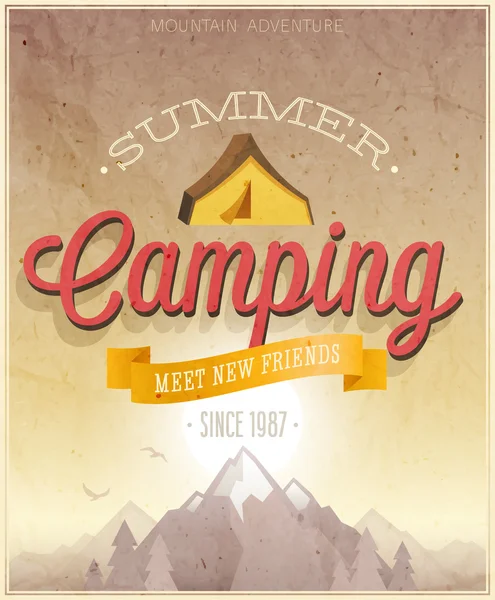 Zomer camping poster. — Stockvector