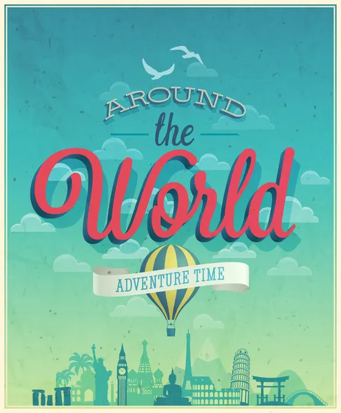 Around the world poster. — Stock Vector