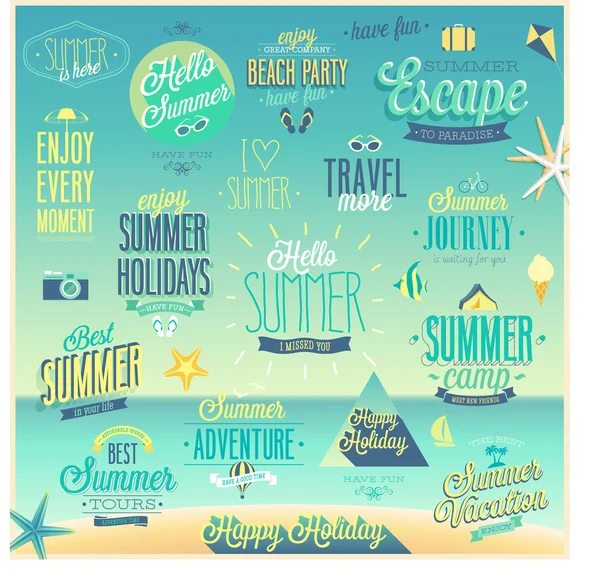 Summer and Travel set - labels and emblems. — Stock Vector