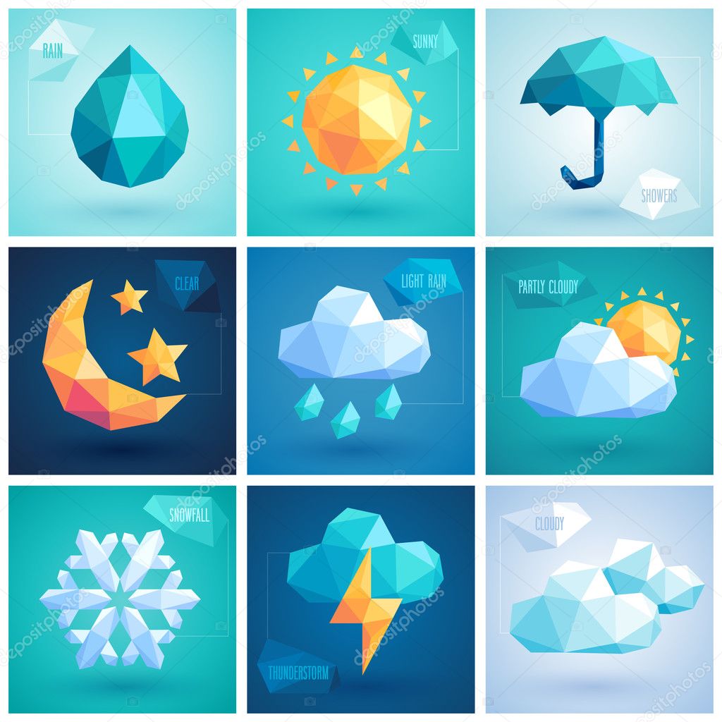 Weather set - geometric icons.