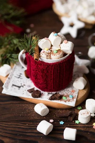 Christmas Hot Chocolate Marshmallows New Year Decor Drink Hot Chocolate — Stock Photo, Image