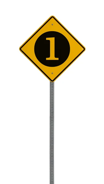 Señal de advertencia de conducción amarilla aislada uno —  Fotos de Stock