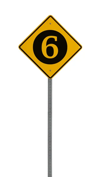 Isolated Yellow driving warning sign six — Stock Photo, Image