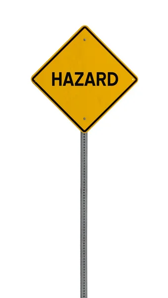 Isolated Yellow driving warning sign hazard — Stock Photo, Image