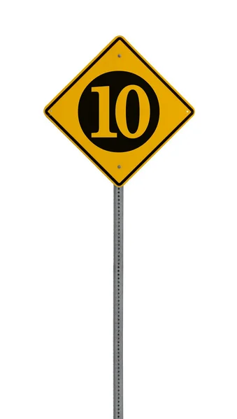 10 운전 노란색 경고 기호를 절연 — 스톡 사진