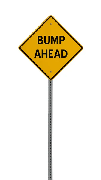 Isolated Yellow driving warning sign bump ahead — Stock Photo, Image