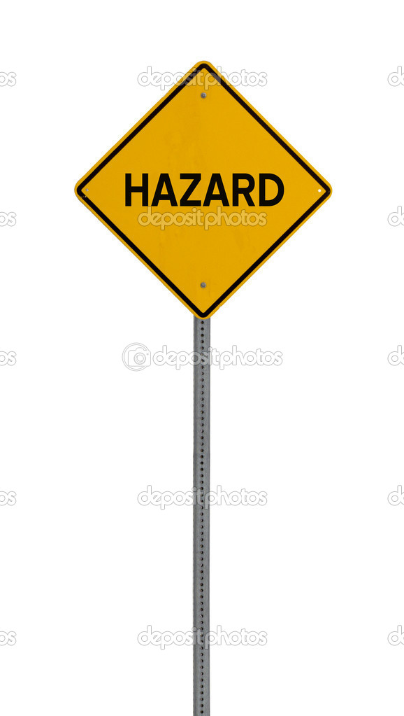 Isolated Yellow driving warning sign hazard