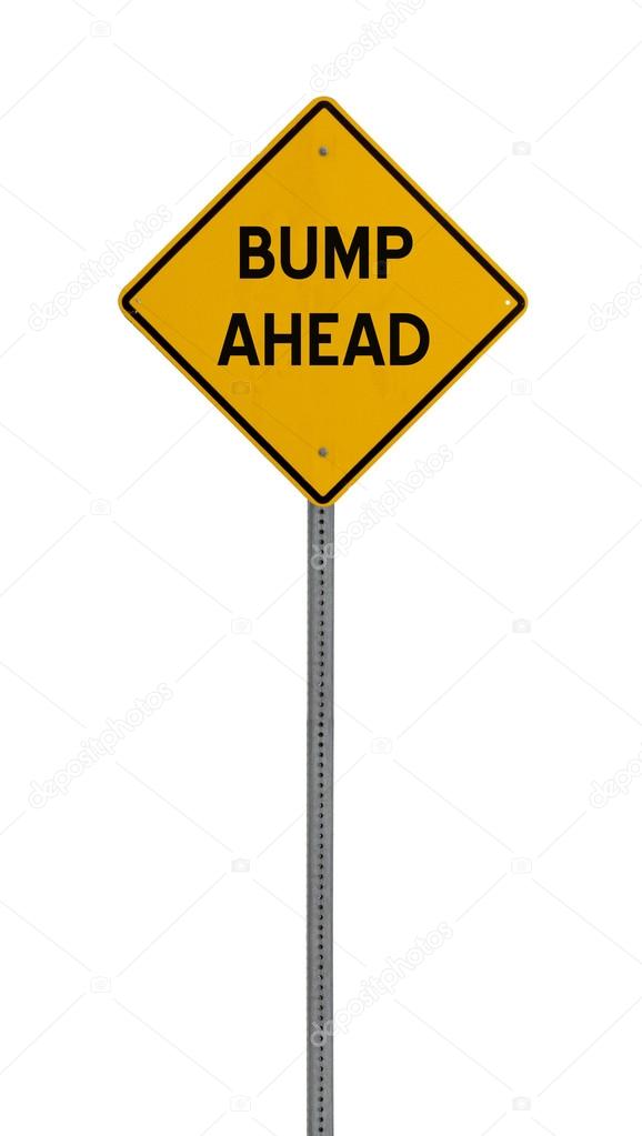 Isolated Yellow driving warning sign bump ahead