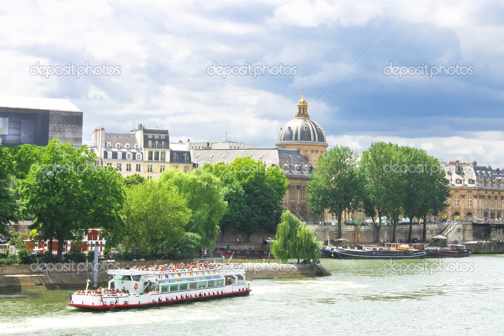 Pleasure boat on the Seine in Paris. France