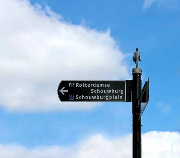 Road sign on street in Rotterdam. Netherlands — Stock Photo, Image