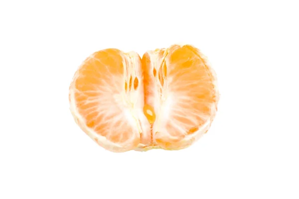 Half peeled tangerine on a white background — Stock Photo, Image