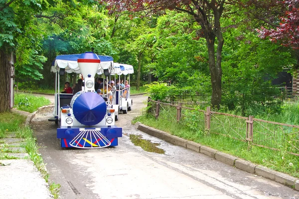Ходьба поїзд у літніх міський парк. — стокове фото
