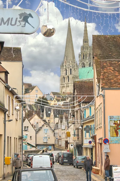 On the streets of Chartres in Christmas. France — Stock Photo, Image