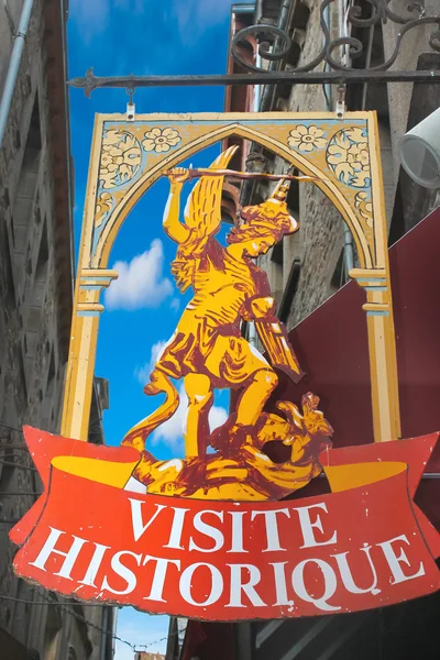 Sinalização na abadia de Mont Saint Michel. Normandia, França — Fotografia de Stock