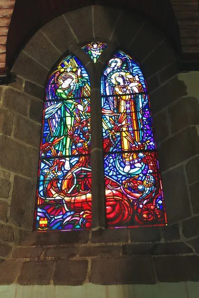 Vidrieras En la iglesia de la abadía de Mont Saint Michel. Normand —  Fotos de Stock