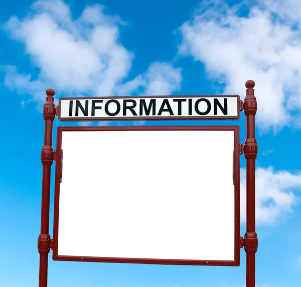 Anúncio de informações no fundo do céu — Fotografia de Stock