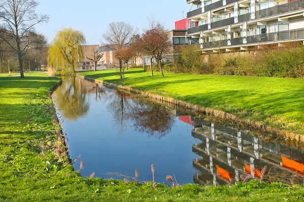 Gorinchem Bahar park su birikintisi. Hollanda — Stok fotoğraf