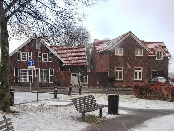 Snowfall in winter Dutch town Heerlen. Netherlands — Stock Photo, Image