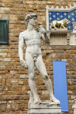 Michelangelo'nun david önünde Müzesi palazzo vecch heykeli