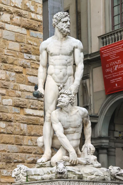 Statue Hercules and Cacus front of the museum Palazzo Vecchio  . — Stock Photo, Image