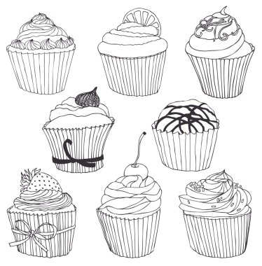 Cupcake color set clipart