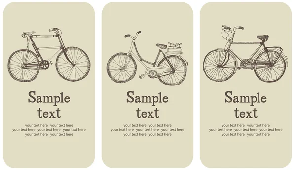 Vintage Bisiklet kartı set — Stok Vektör
