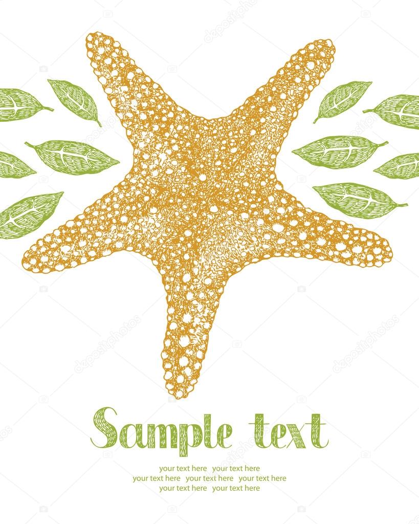 Starfish and leaves card